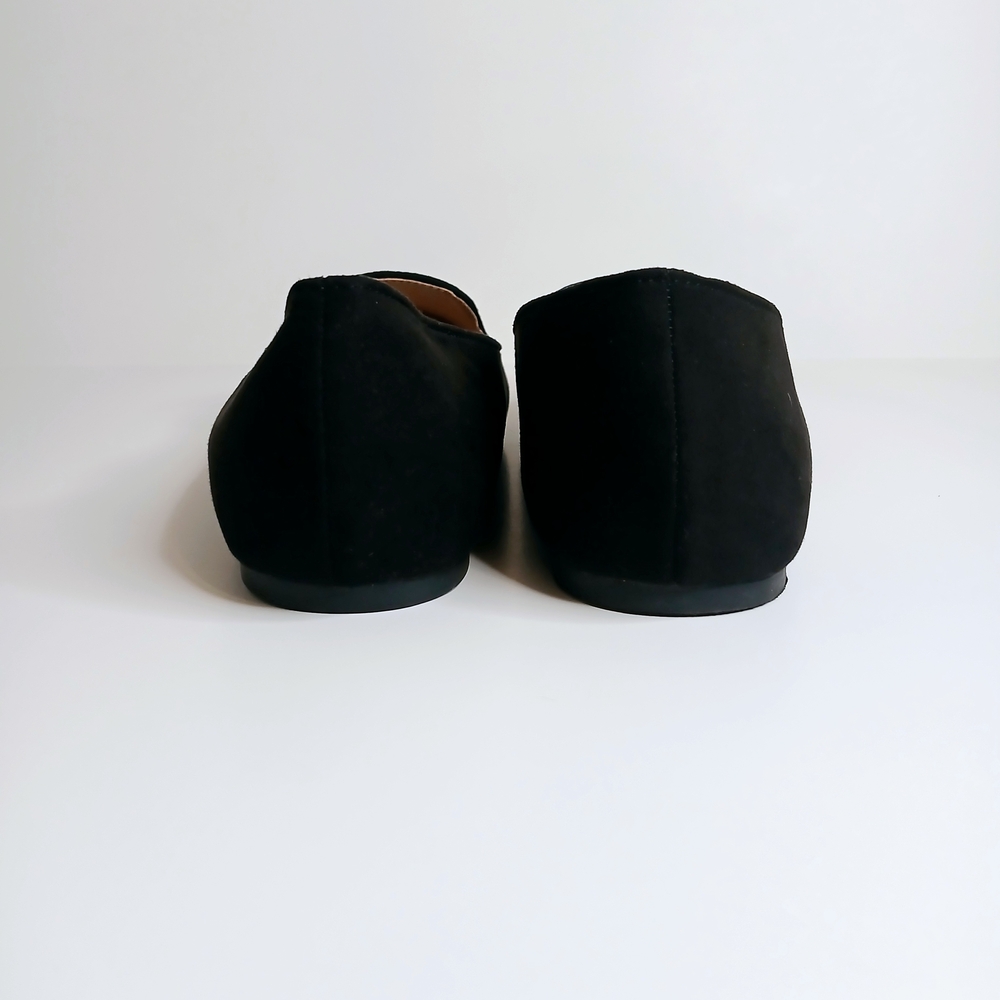 Black Suede Pointed-Toe Flats Womens Size 9 Wide - Picture 4 of 8